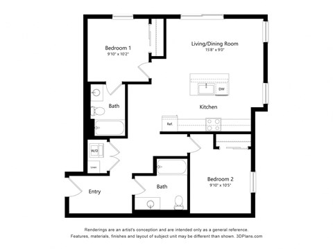 a floor plan of a residence with an open floor plan